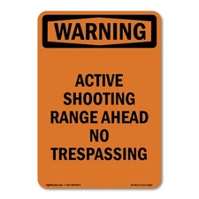 Active Shooting Range Ahead No ANSI Warning Sign Metal Plastic Decal