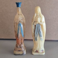 Vintage Our Lady of Lourdes Holy Water Bottle  Virgin Mary Resin Statue Lot 9"