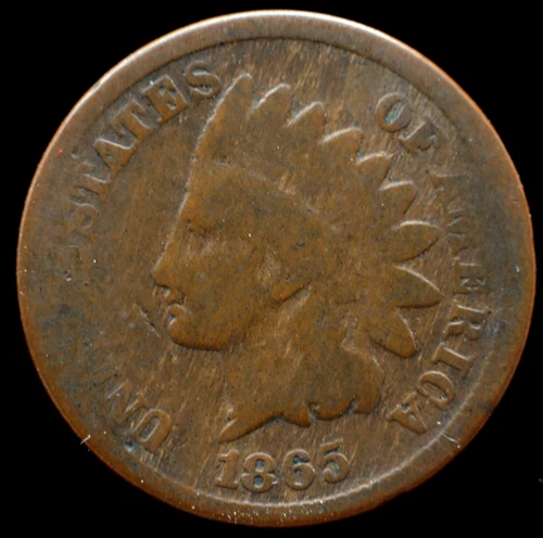 KAPPYSCOINS GH436 1865  GOOD   CIVIL WAR USED AND DATED INDIAN   HEAD CENT
