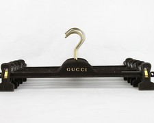 Gucci Set of 5 Brown Felt Covered Plastic Non-Slip Pants Hangers with Clip 15"