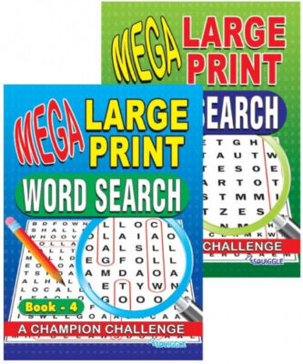 2 x A4 Mega Large Print Word Search Puzzle Book Books Puzzles A4 3 & 4.