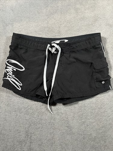 VINTAGE O’Neill Board Shorts Womens Small Black Embroidered Surf 2000s Y2K 28”