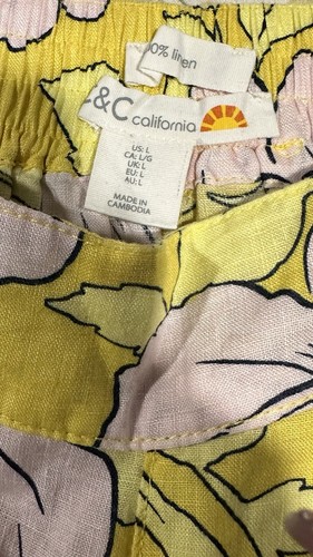 Pantalones de lino C&C California talla grande florales recortados pierna ancha tropical C164 Resort - Imagen 3 de 9