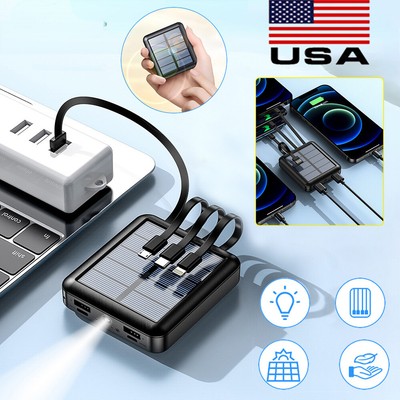 4 USB Solar Power Bank Charger Portable Charger USB-C Power Bank For Cell Phone