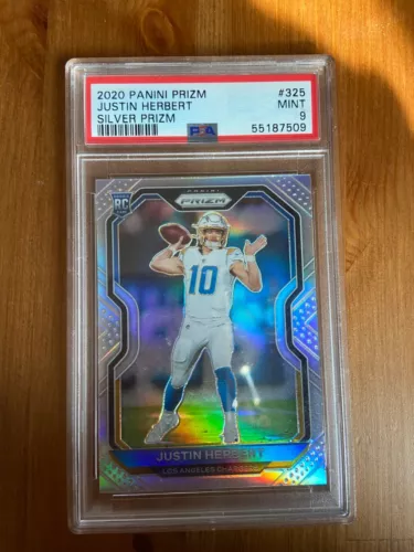 Justin Herbert 2020 Silver Prizm Rookie Card #325 PSA 9