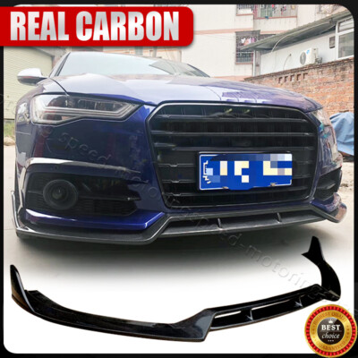 Fit For AUDI A6 S-LINE S6 Sedan 2016-2019 Carbon Fiber Front Bumper Lip Spoiler