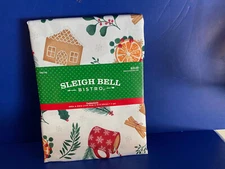 Bistro Sleigh Bell Tablecloth New 60" x 84" Gingerbread 2024