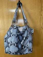 Genuine Imported Italian Leather Python Snake Skin Satchel Blue Black Purse
