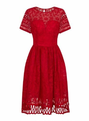 Prom Dress by Mascara London Red Lace Halter Open Back UK 6/8 | eBay UK