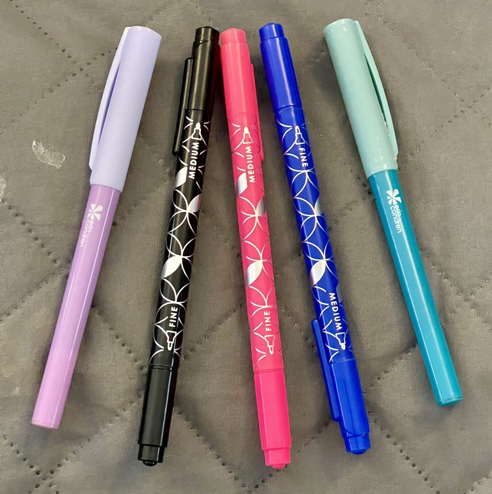 3 erin condren Colorful Dual-Tip Fine+Medium Tip & 2 erin condren Colorful Pens