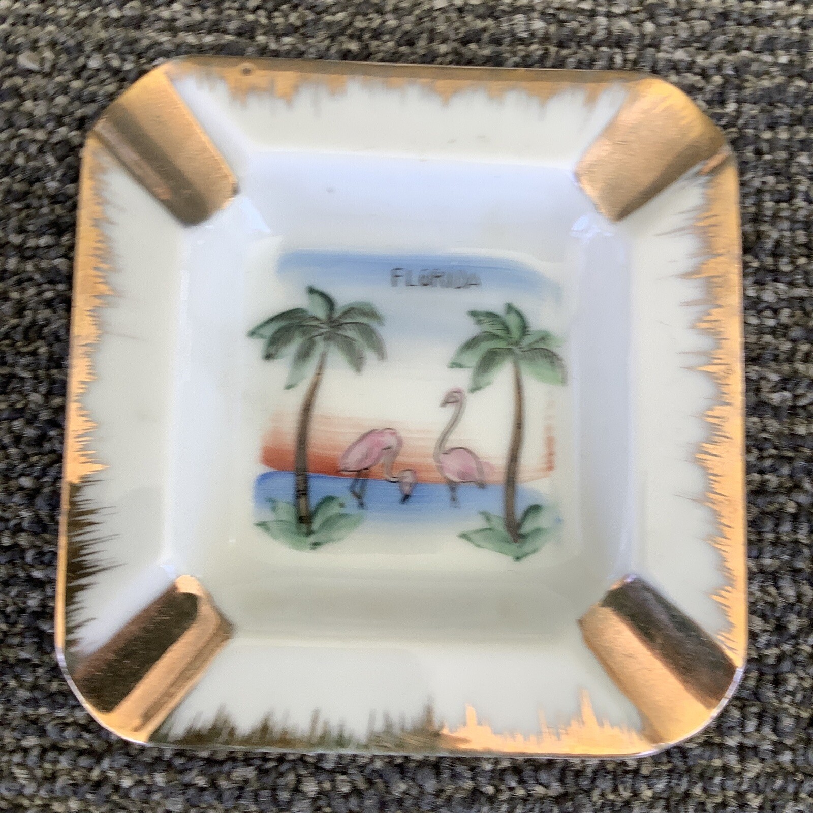 2 Small Vintage Ceramic Ashtrays FLORIDA Flamingos 3.5" eBay