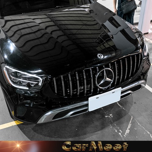 FIT 2020 2021 2022 BZ W253 X253 GLC MODELS GT TYPE CHROME BLACK FRAME GRILLE - Picture 5 of 6