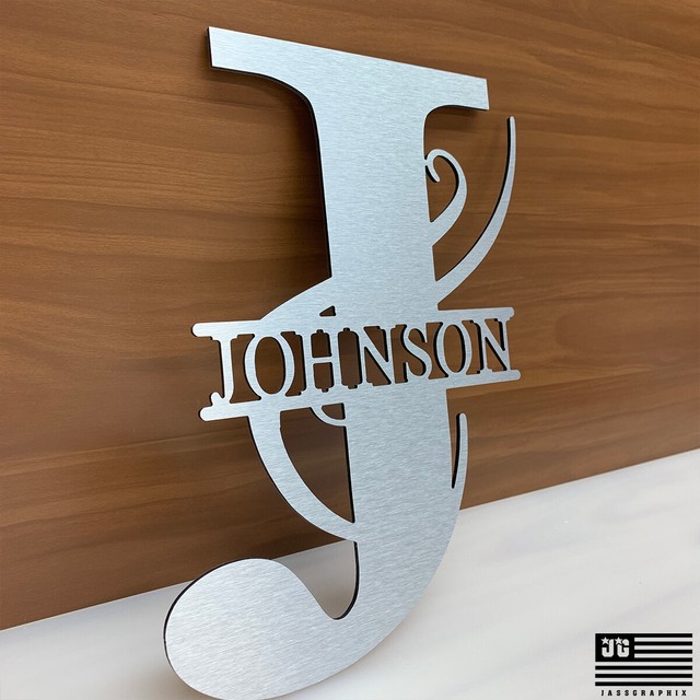Personalized 12" Brushed Aluminum Monogrammed Johnson Sign for Door or Wall | eBay