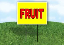 FRUIT Yellow Red 18x24 in Yard Road Sign w/ Stand