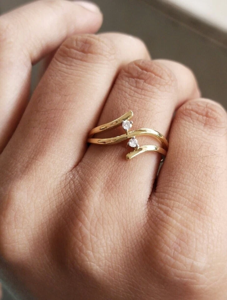 Handmade 14K Solid Gold Diamond Engagement Ring Band Dainty Ring For Women. - Image 4 of 4