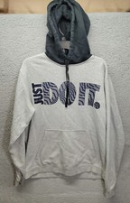 Nike Just Do It Spell Out Pullover Sweatshirt Gray Hoodie Blue Tag Men  s Size XL