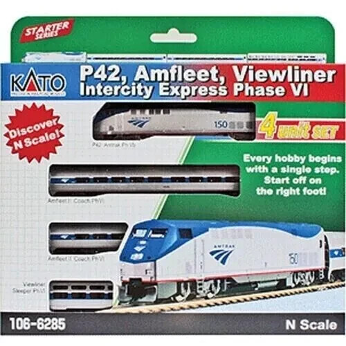 Kato N Scale 1066285 GE P42 Amfleet Ph VI 3 Cars & Locomotive Starter Set DC - Picture 1 of 1