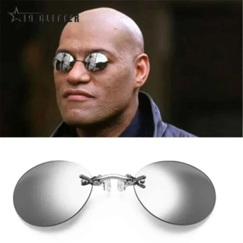 Matrix Sunglasses Morpheus Clip On Nose Glasses Round UV400 Frameless Eyewear