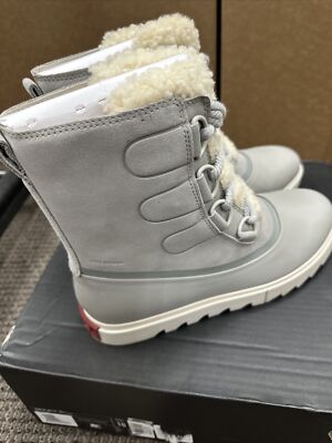 SOREL Women Joan of Arctic Next Lite Boots Dove Waterproof Leather Lamb  Size 10 193855835856|