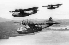 WW2 Picture Photo 1943 US Navy PBY-5A Catalina in flight over Pacific 2228