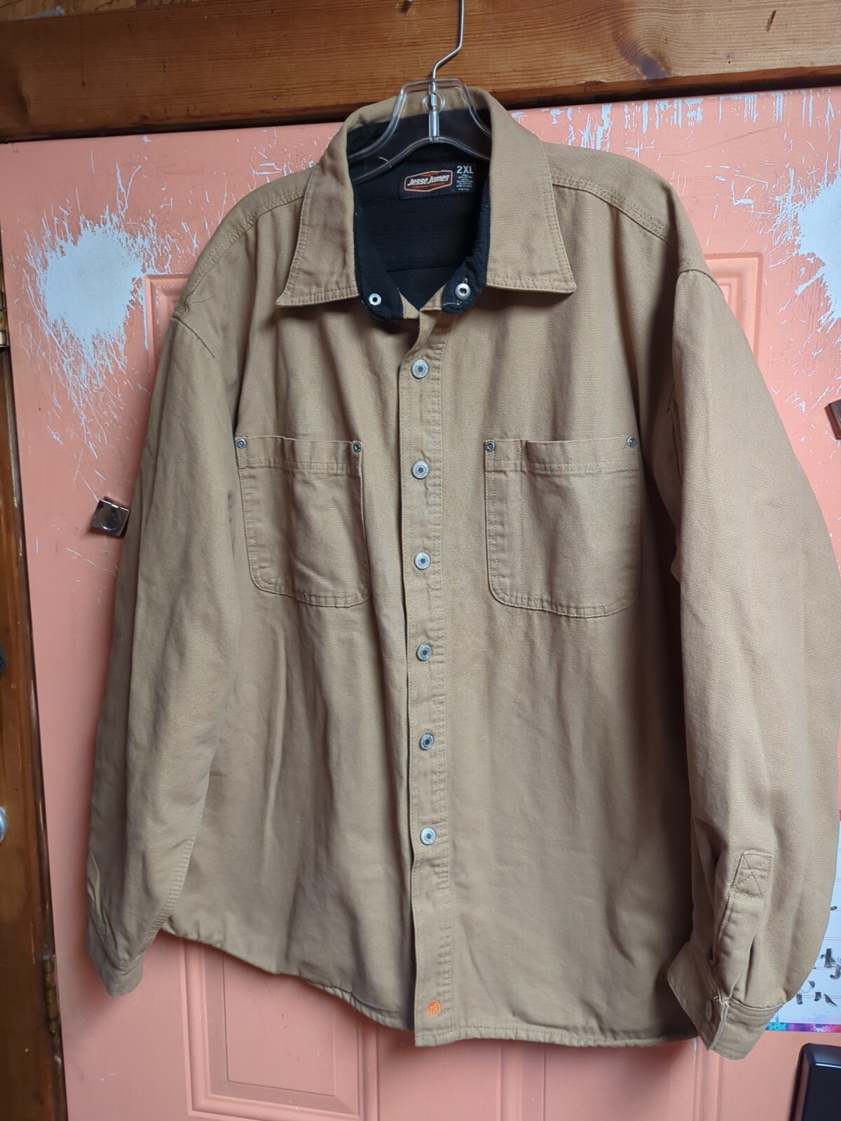 Vintage Jesse James Mens Brown Canvas Lined Snap Button Workwear  Jacket XXL Y2K