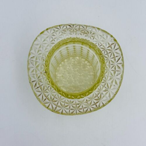 Uranium Glass Top Hat Toothpick Holder Diamond Point Pattern - Picture 3 of 10