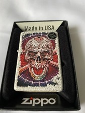 Zippo Skull Design 49419 Sugar Skull Crossbones on Mercury Glass - New