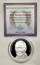 1oz 2021 Silver Shield Proof Warren G Harding Silver Round #29 President Series 100.00 per troy oz