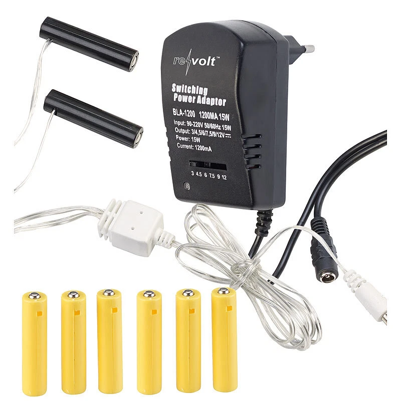 revolt Batterie-Netzteil-Adapter für bis zu 2 Geräte, ersetzt 8 AAA-Batterien - Bild 2 von 4