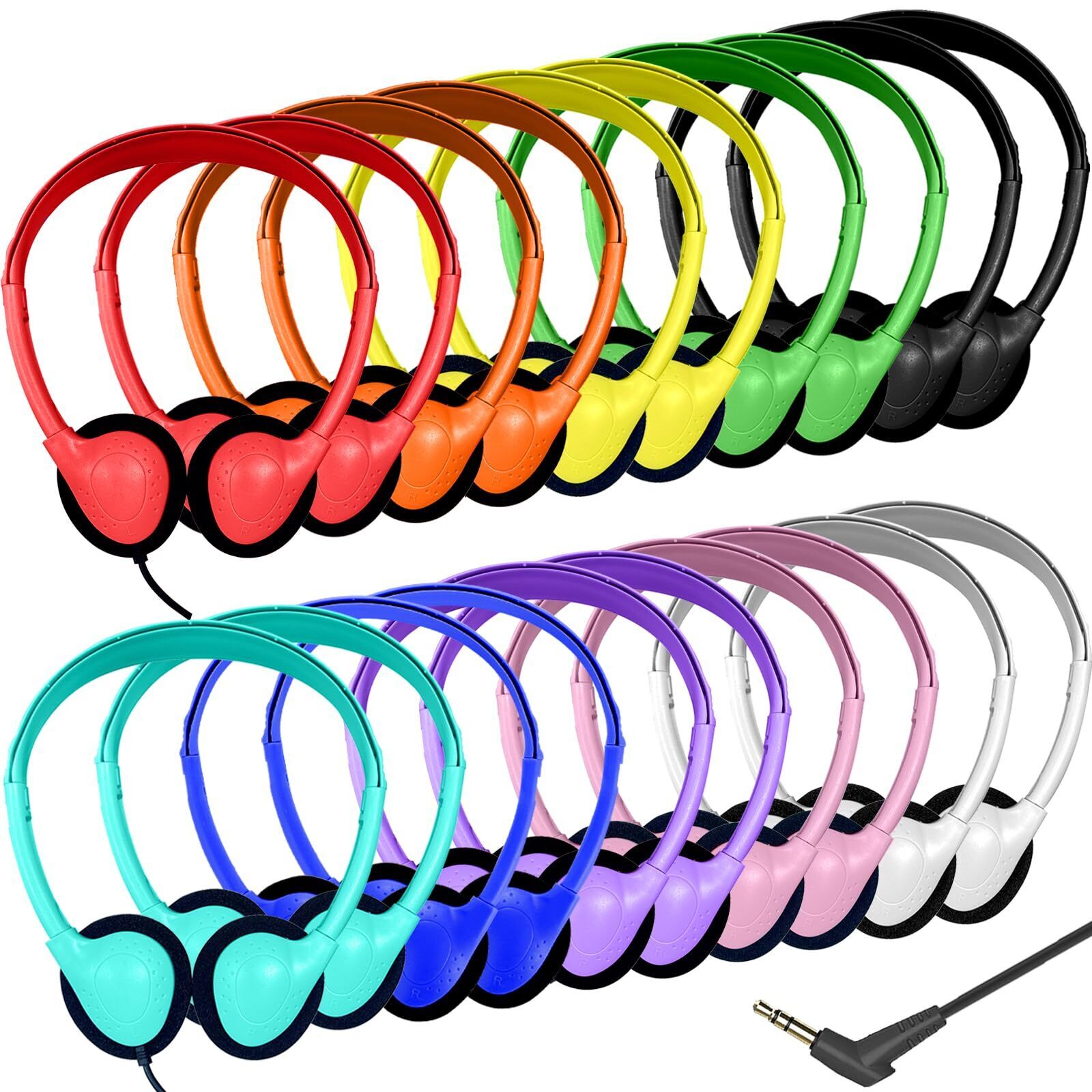 Ladont 20 Pack Bulk Classroom Headphones for Students Kids School Wholesale H...