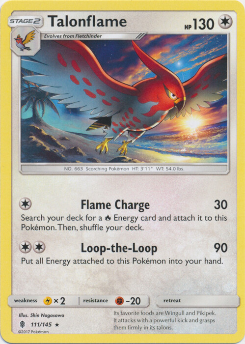 Pokemon - Talonflame - 111/145 - Rare - Sun & Moon Guardians Rising - NM
