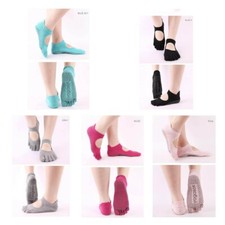 2 Pack Non Slip Pilates Grip Open Back Split Toes Five-finger Yoga Socks