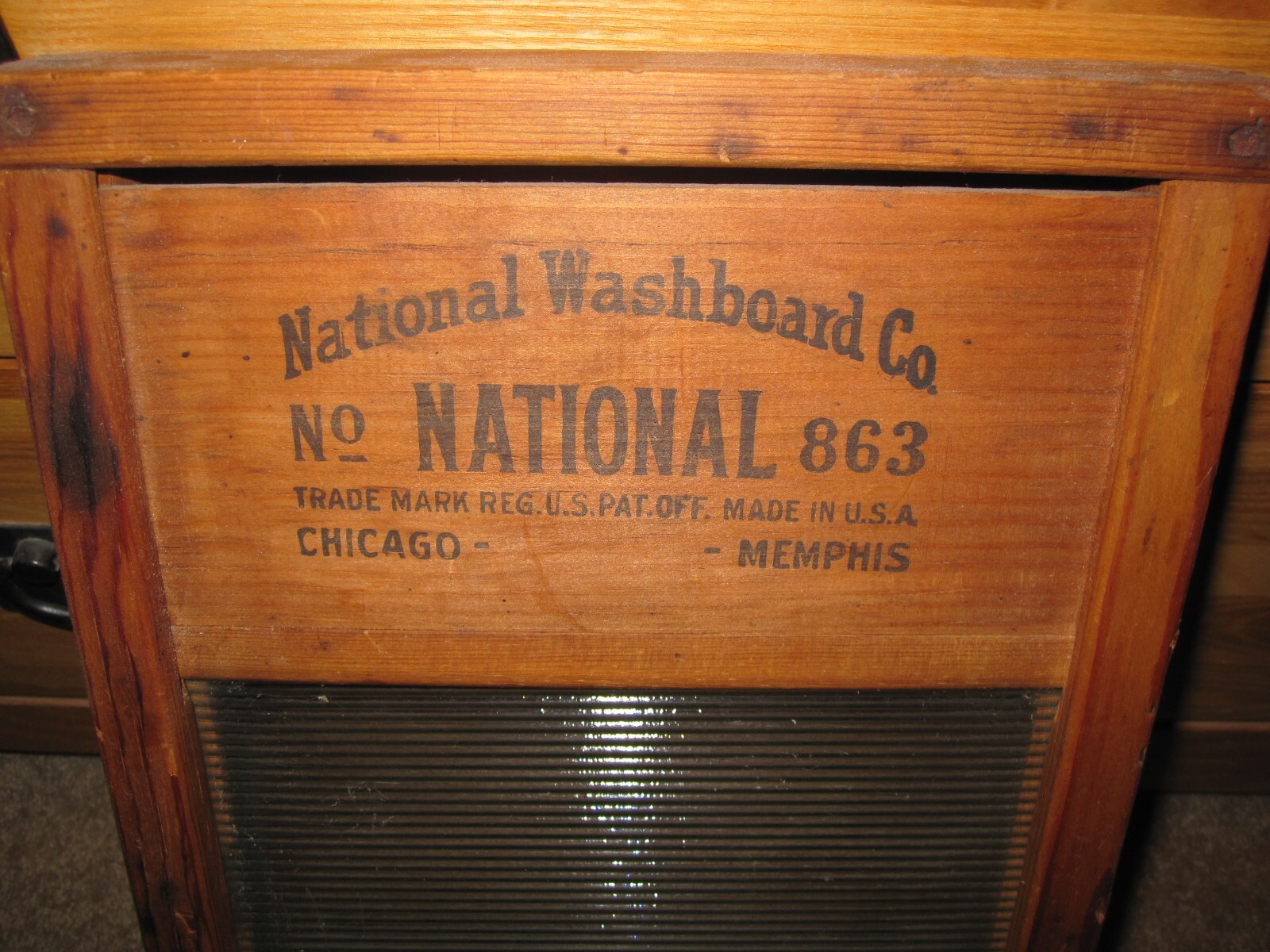 Vintage National Washboard Co. "The Glass King" No. 863 Trade Mark Reg U.S.