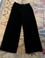 Vtg 80s Giorgio Armani Black Velvet Wide Leg Pants Sz 40 Silk Blend 30x32 As Is