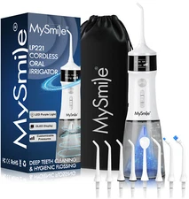 MySmile LP221 Cordless Water Flosser w/ UV Light 335ML Portable Oral Irrigator