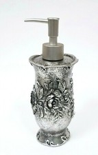NEW SILVER GRAY 3D FLORAL RESIN SOAP DISPENSER,BRUSHED SILVER RESIN PUMP