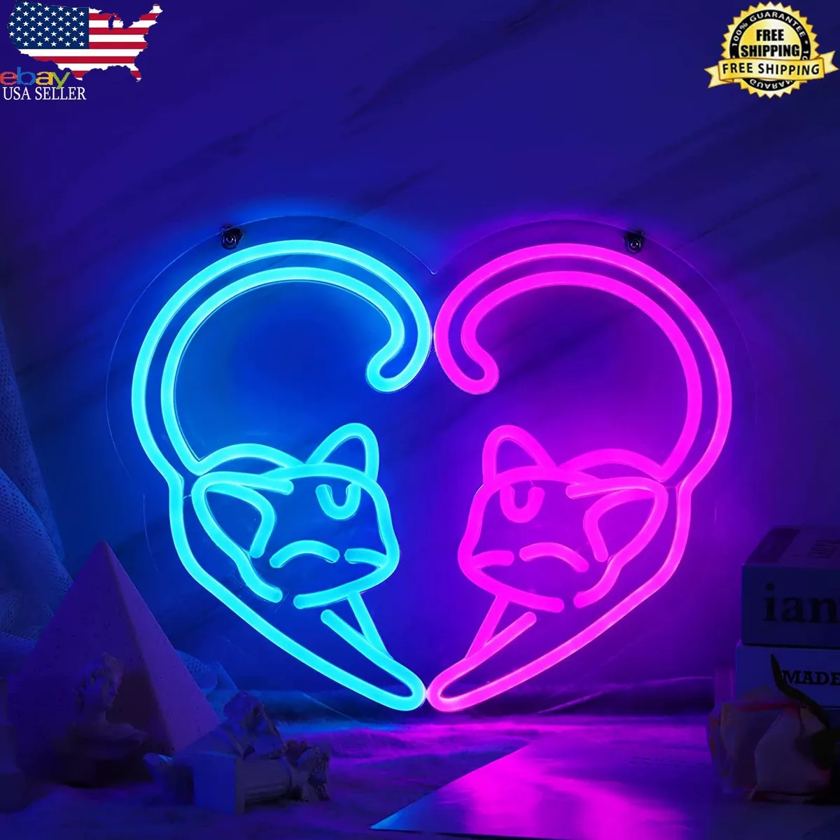 Cat Led Neon Cute Neon Sign USB Pink Sailor Moon Neon Lamp for Gift 14.51