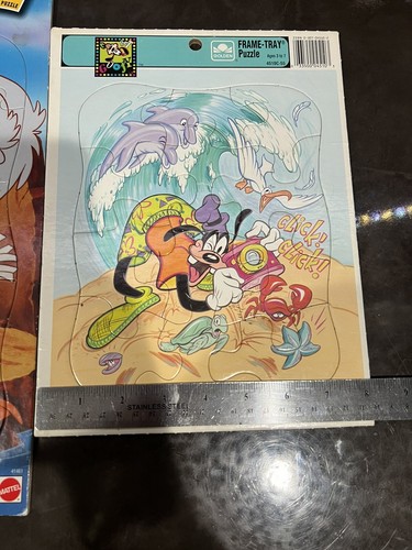 LOT of 2 Kid’s VTG Disney Frame Tray Puzzle Board Goofy And The Little Mermaid - Picture 4 of 11