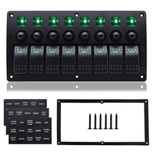Geloo 8 Gang Marine Rocker Switch Panel Boat Switch Panel Waterproof Marine S...