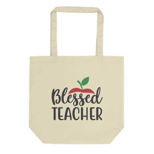 Blessed Teacher Eco Large Tote Travel Bag 16" x 14" Gift - Picture 2 of 2