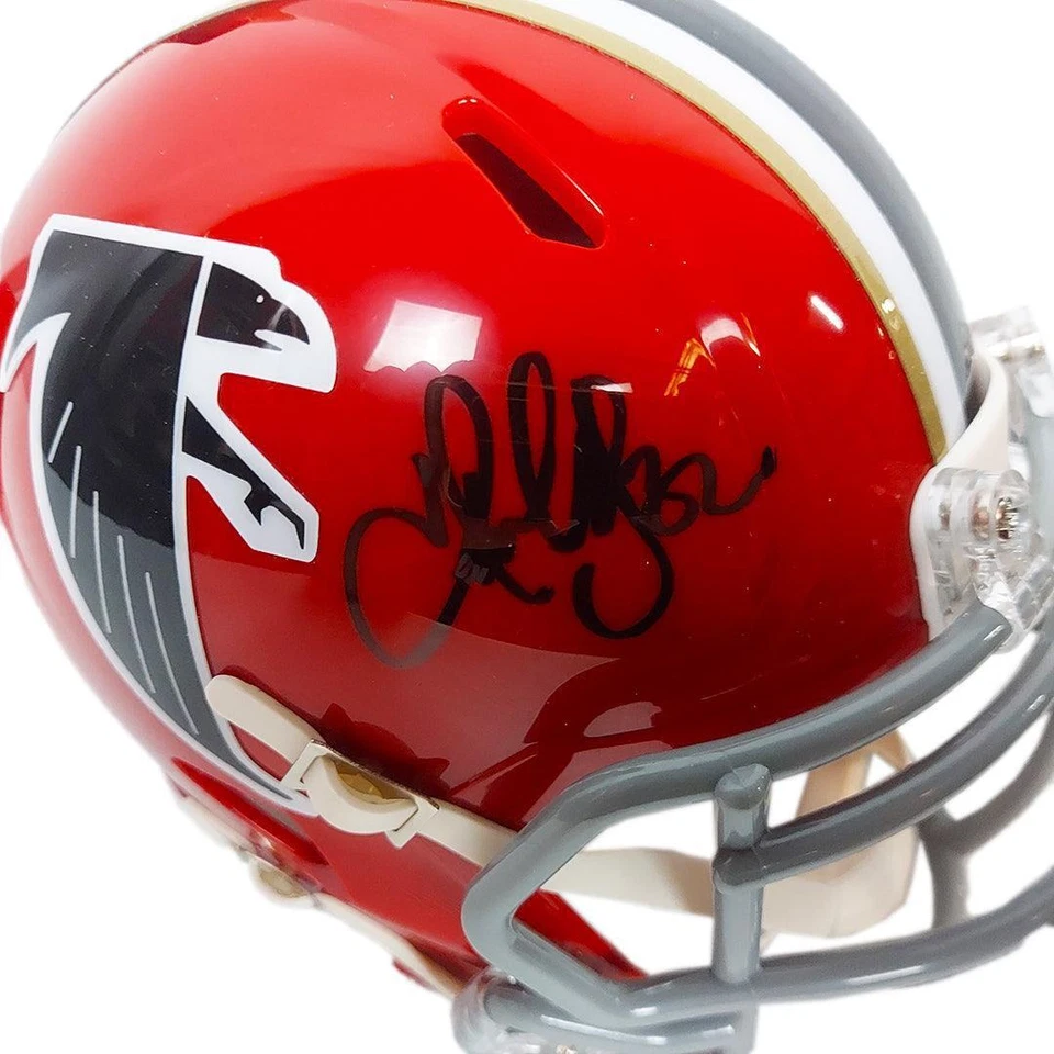 Mini casco de fútbol americano Jamal Anderson firmado Atlanta Falcons retro 66-69 velocidad Foto 2 de 3