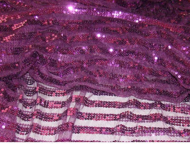 BY THE YARD   MESH STRETCH  PURPLE w/PURPLE SEQUINS DESIGN  NEW  - Image 4 of 4