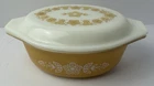 Vintage 1970's Pyrex Butterfly Gold Casserole dish 1.5 QT Scratches On Sides