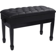 Adjustable Duet Piano Bench with Storage Heavy Duty Wooden Double Keyboard Bench