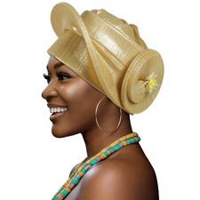 Women African Gele Turban Head Wrap Headtie Wedding Party Hat Nigerian Headwear