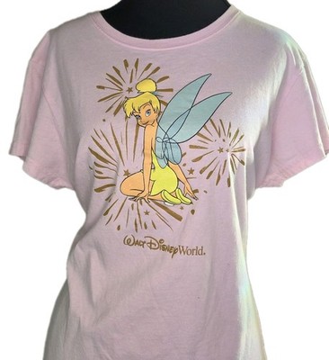 Disney Parks Tinker Bell Pink Graphic Tee XL   Pixie Dust Fairy Shirt 