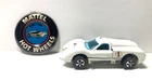 Mattel 1967 HOT WHEELS Redline WHITE FORD J-CAR + Button Badge