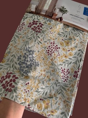 Joie Window Curtains 2 Panels 50 x 96'' Cotton Wildflower Cream Drapers Back Tab