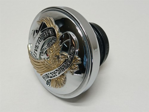 Harley-Davidson 2013 Fat Boy Gas Fuel Cap Chrome w/ Gold Live to Ride Eagle