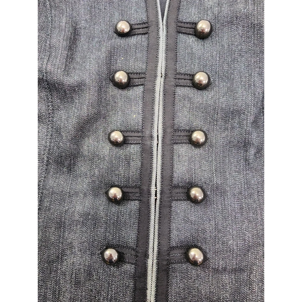 Chaqueta Denim Worth Militar Botón Frontal Talla 2 Desteñida Negra Elastizada Oficina Gótica Foto 2 de 4
